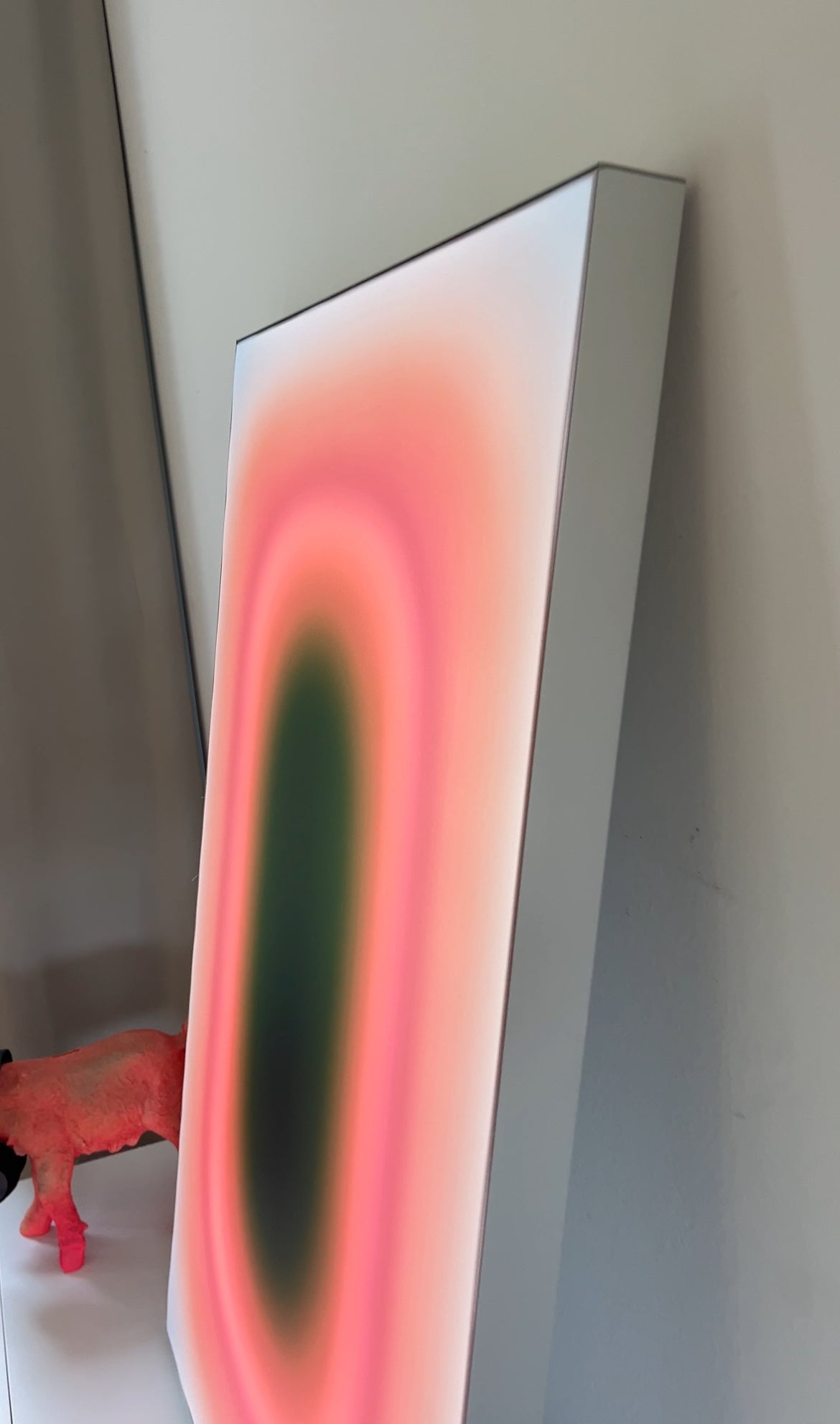 PINK GREEN PILL | 84x120 cm — LIGHTBOX by Luis West, canvas lit from within, brushed aluminium LED frame