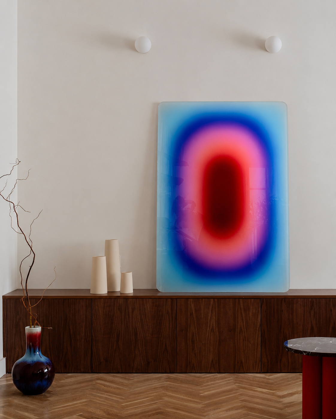 AFTERGLOW – acrylic glass artwork by Luis West, warm summer gradient on translucent acrylic
