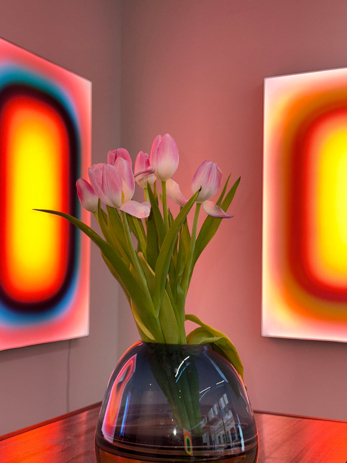 OCEAN SUNRISE PILL & MALIBU SUNRISE PILL | 84x120 cm — LIGHTBOX by Luis West, two pieces side by side