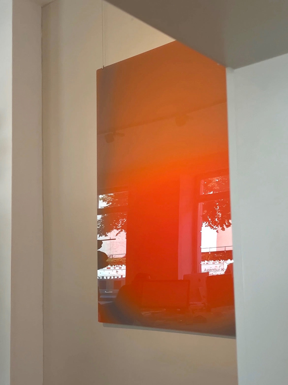 ORANGE BLUE DAWN – acrylic glass artwork by Luis West, view 2