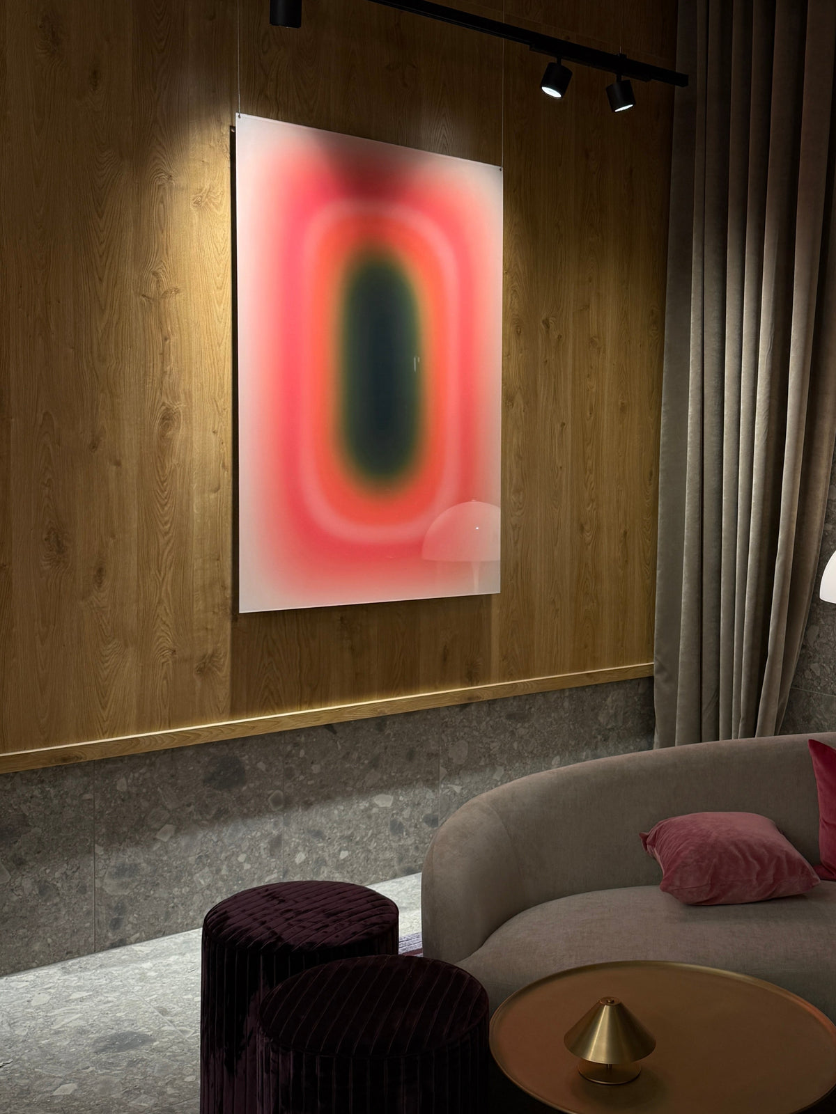 A Luis West PINK and GREEN PILL artwork in the John Reed club in Vienna