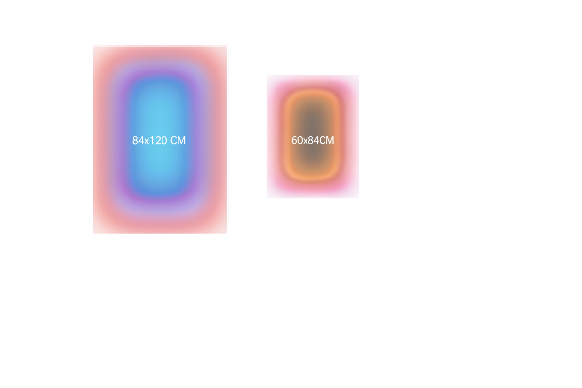 Size comparison of the acrylic glass artworks